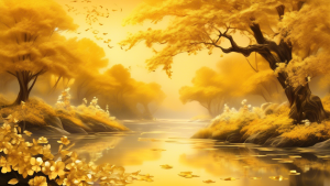 Create an artistic image featuring a serene landscape with vibrant golden hues, showcasing various beautiful names that mean gold elegantly written in call