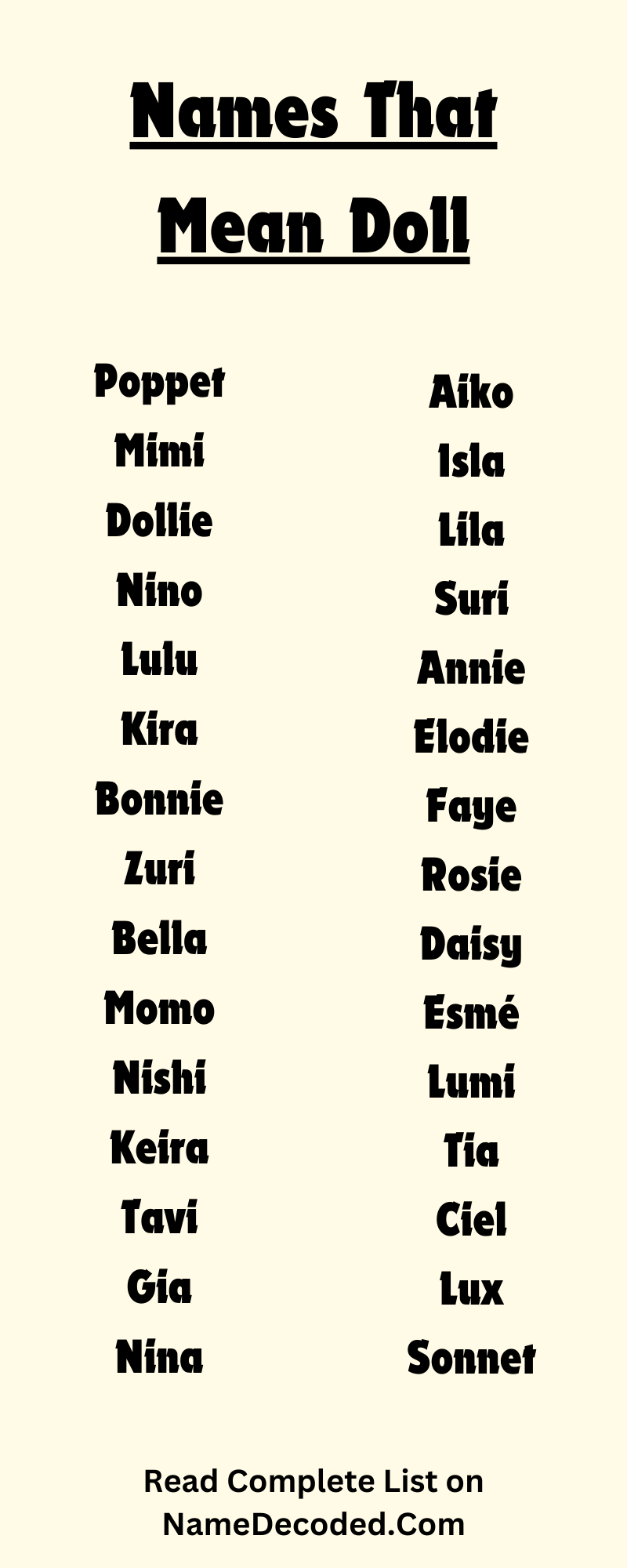 Names That Mean Doll (Infographic)