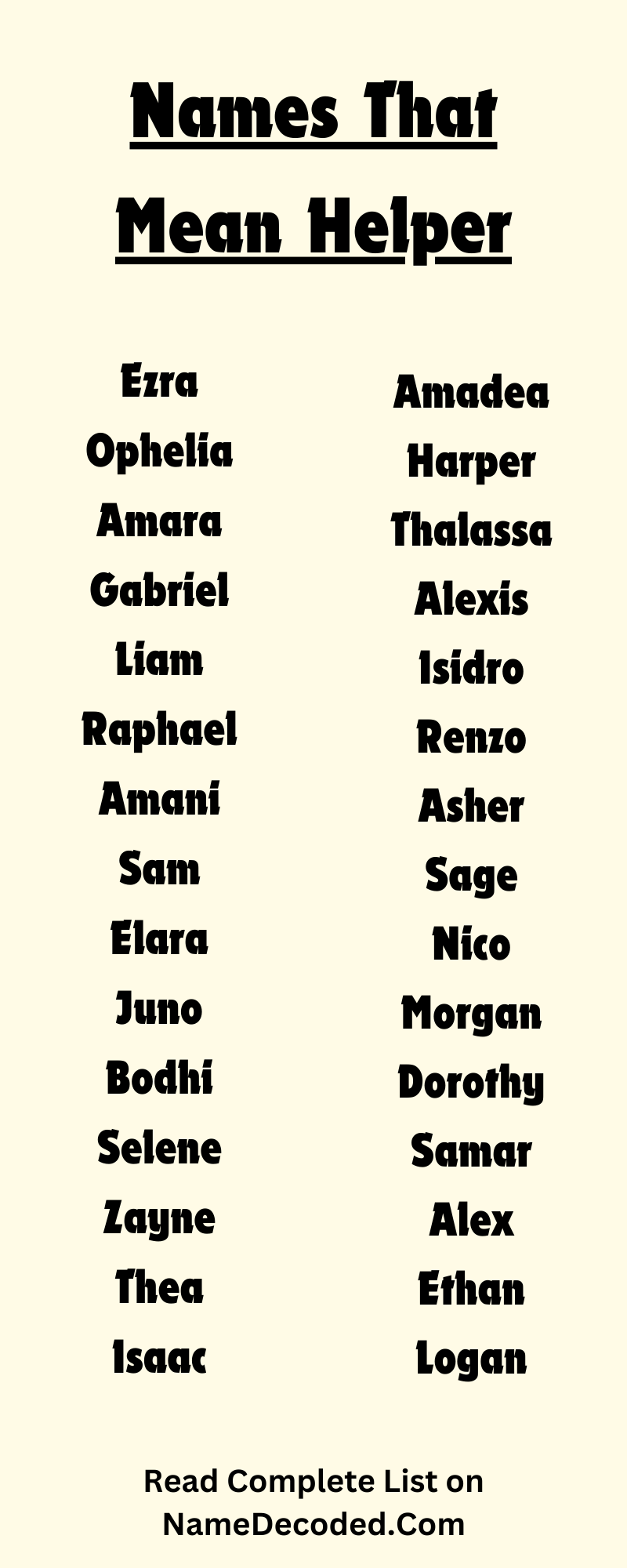 Names That Mean Helper (Infographic)