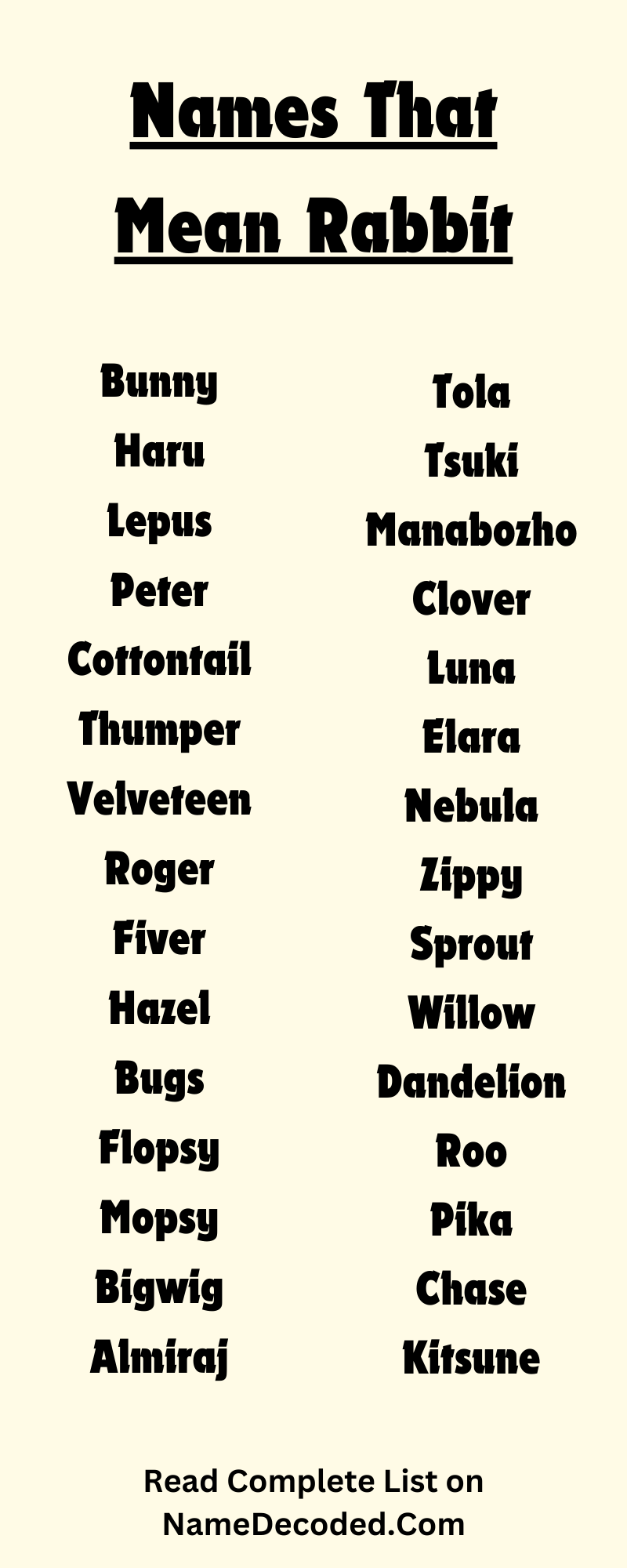 Names That Mean Rabbit (Infographic)