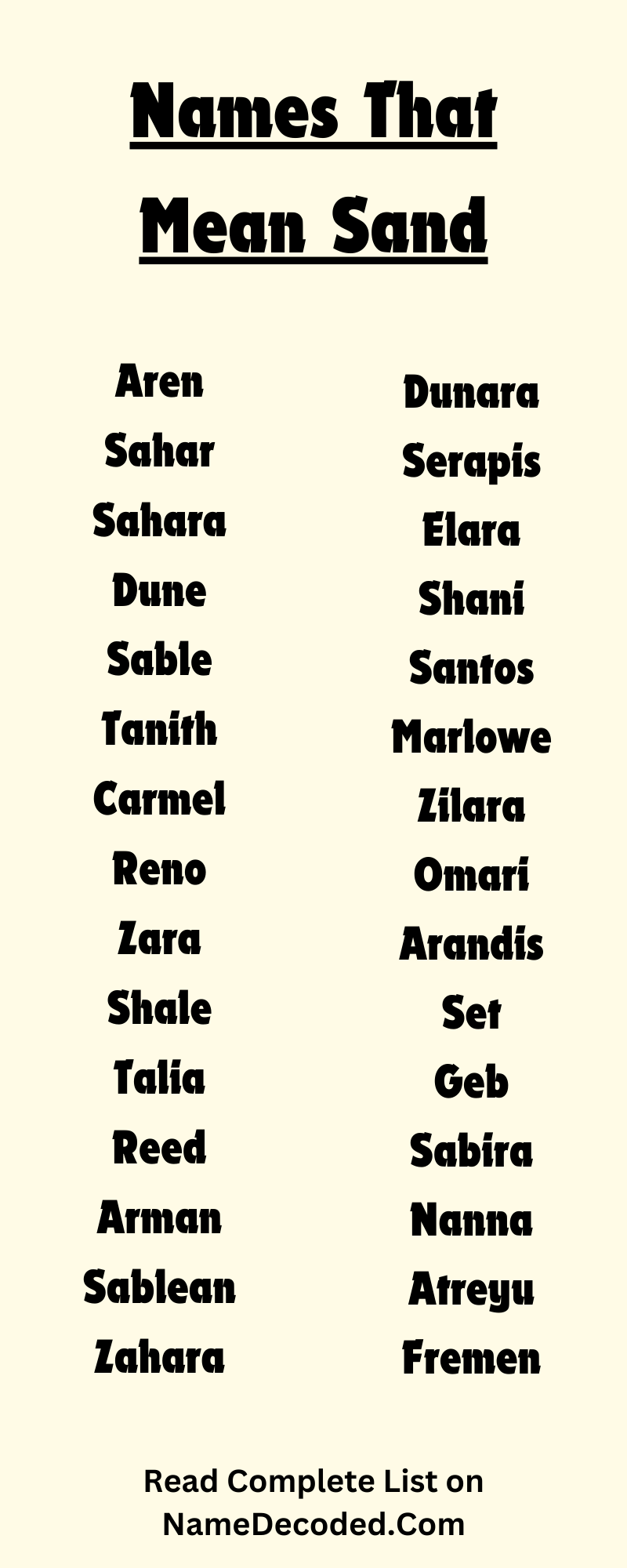 Names That Mean Sand (Infographic)