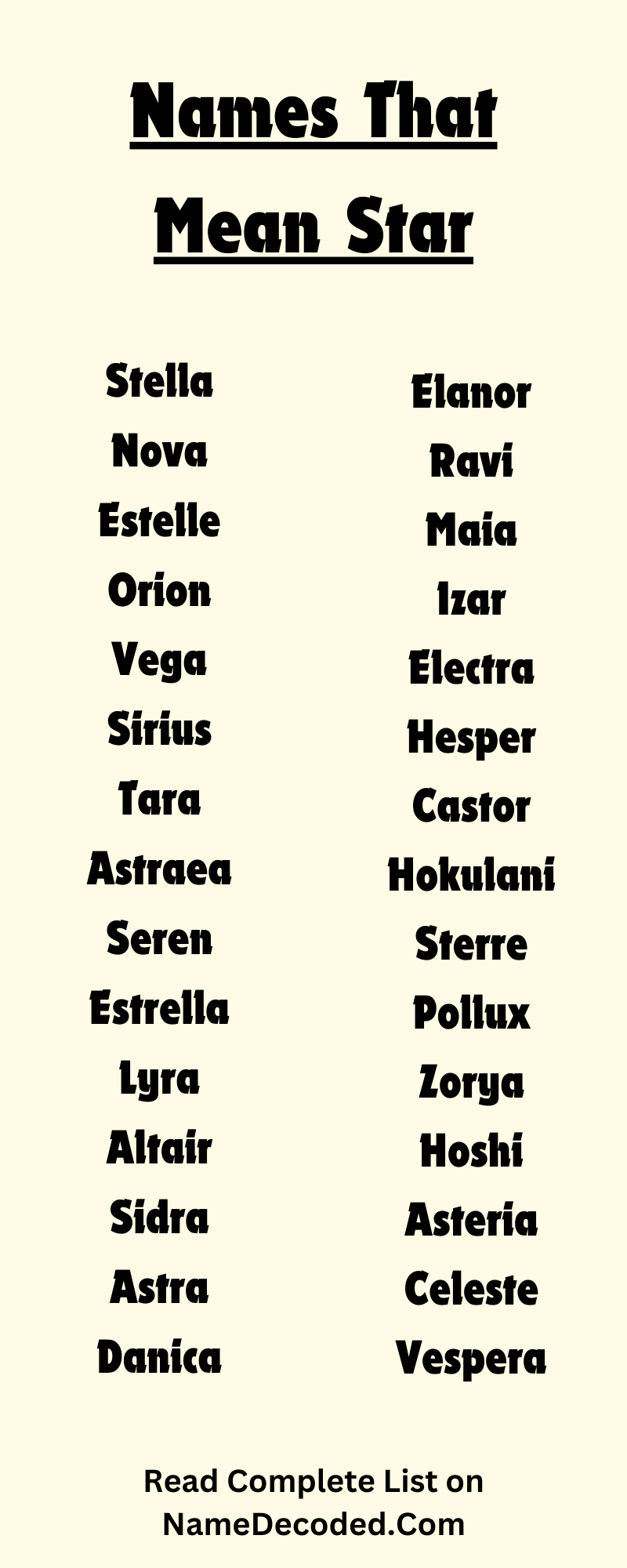 Names That Mean Star (Infographic)