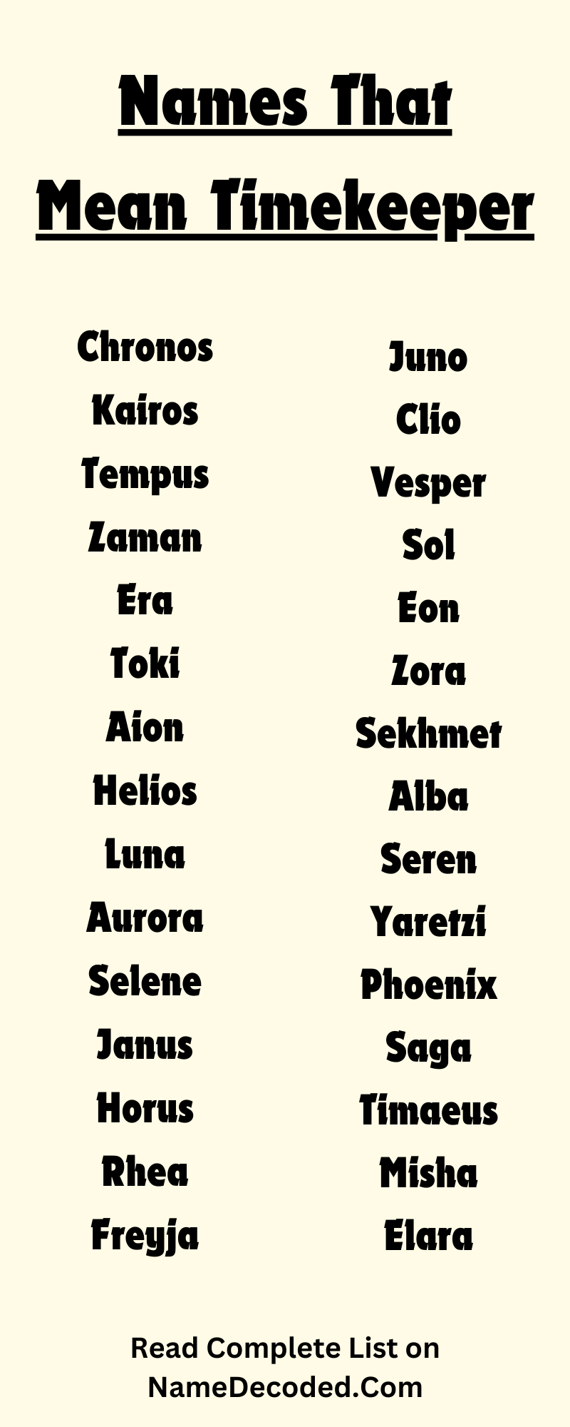 Names That Mean Timekeeper (Infographic)